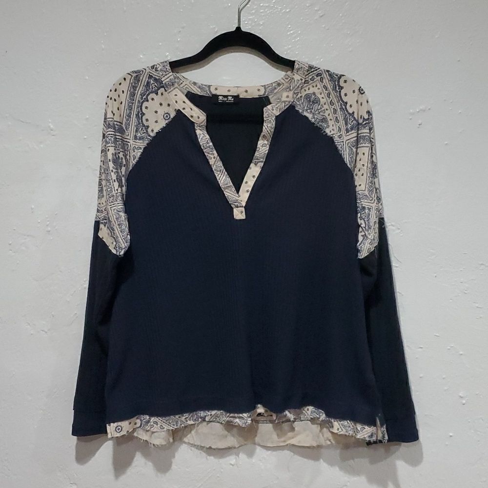 Miss Me Boho V Neck Long Sleeve Top